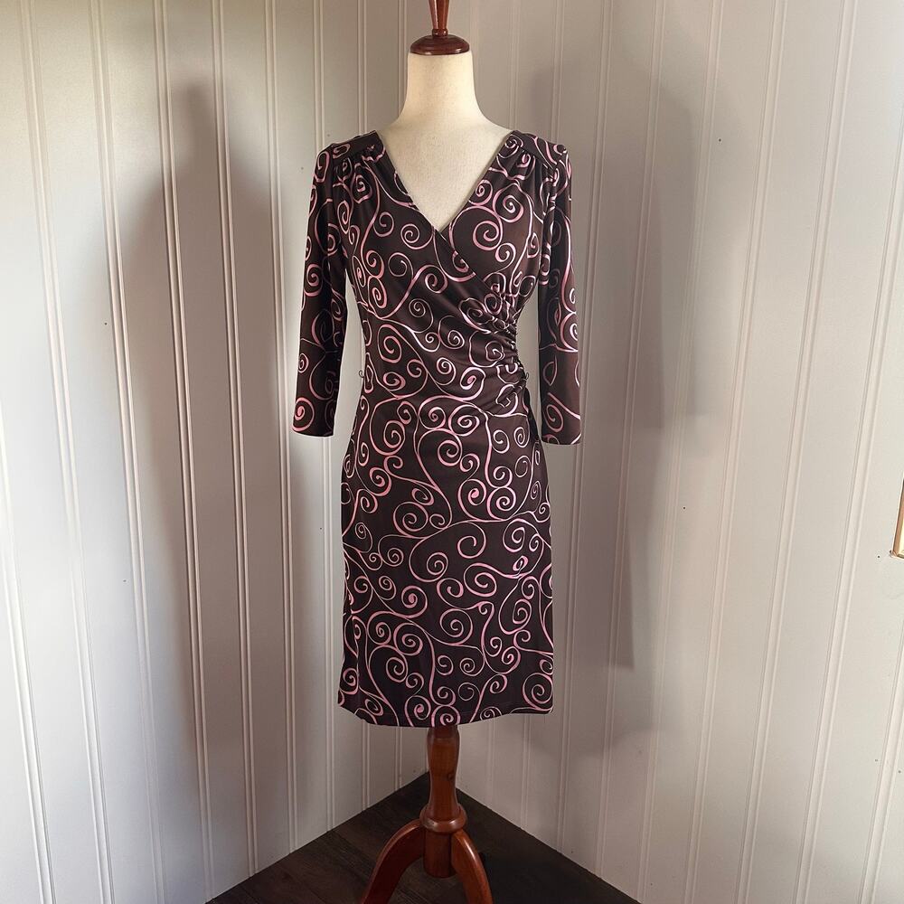 Vintage 90s/Y2K Twee Brown Midi Dress M